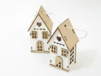 Holz-Haus H7,5cm Kt. 6 Stck. weiss 610749-11
